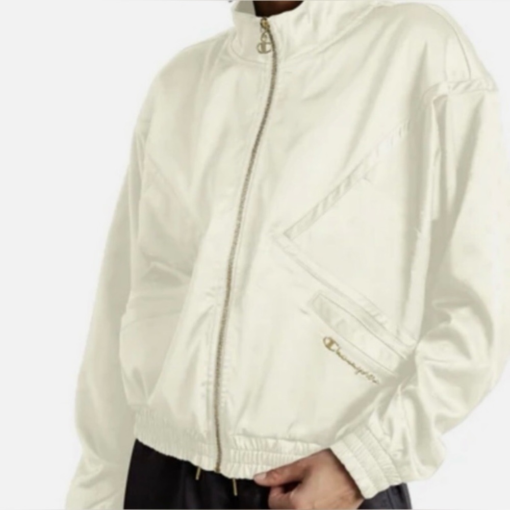 Champion Women's Off-White Bomber Jacket Size Small